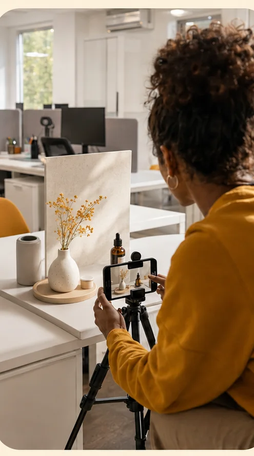 Prise de vue d’un produit dans un espace de travail